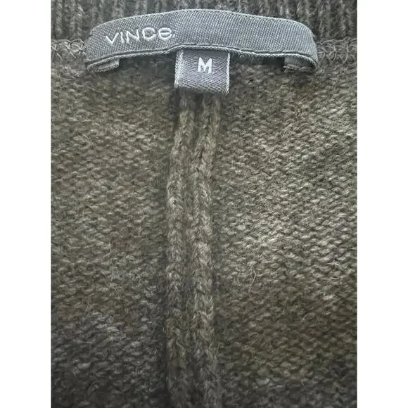 Vince Rugby Stripe Sweater Wool Yak Hair Blend Pullover Oversized Gray Cream M - Picture 5 of 6